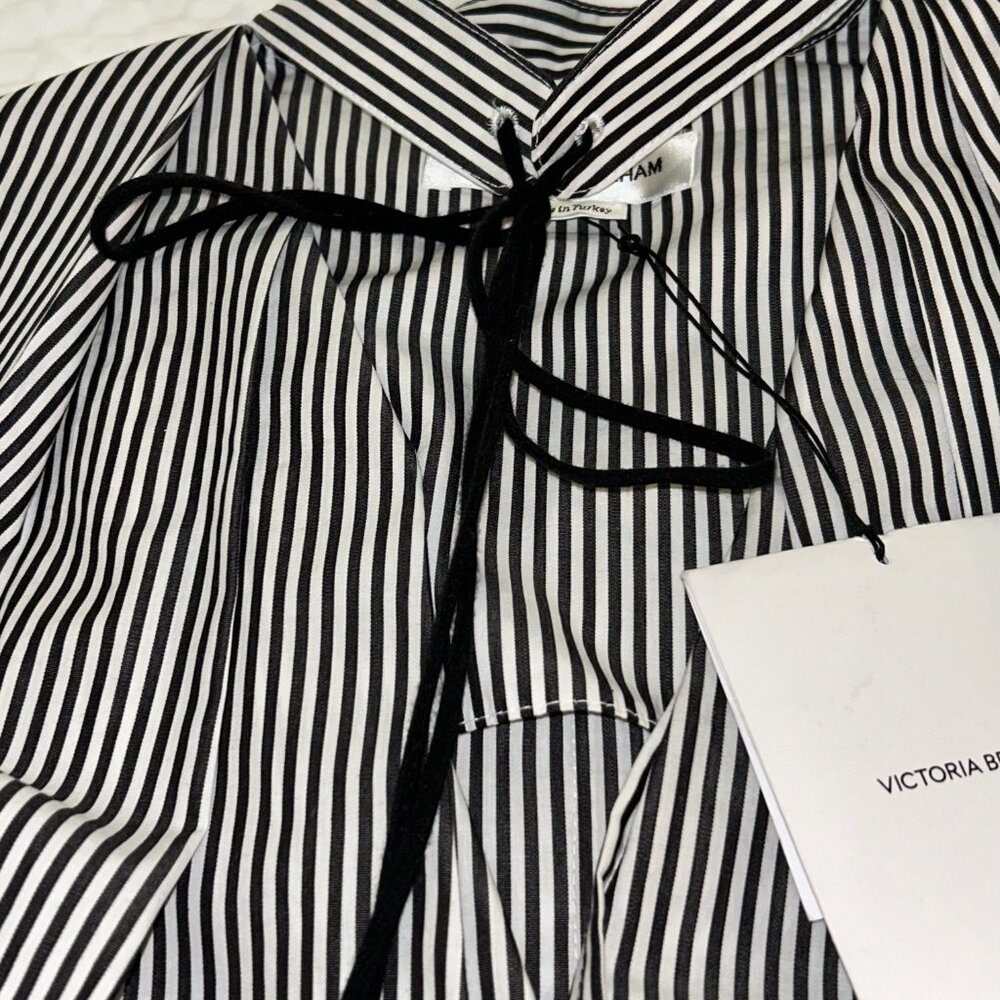 Victoria Beckham Designer Pleated Poplin Button Down size 4 NWT - Picture 6 of 13